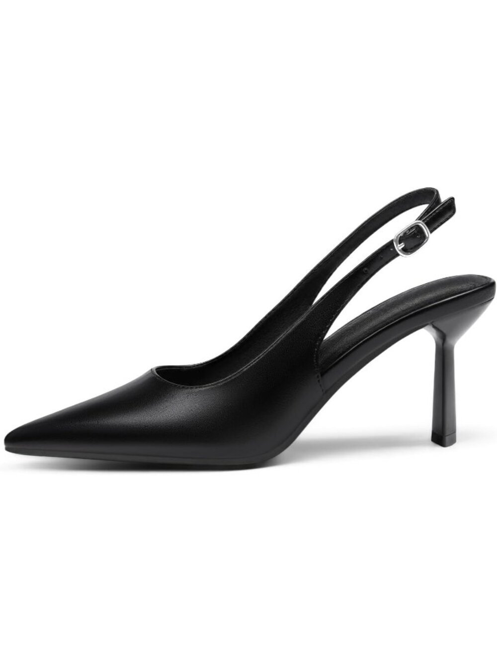 Women's Cool Black Slingback Kitten Heels Closed Pointed Toe Pumps Dress Shoes